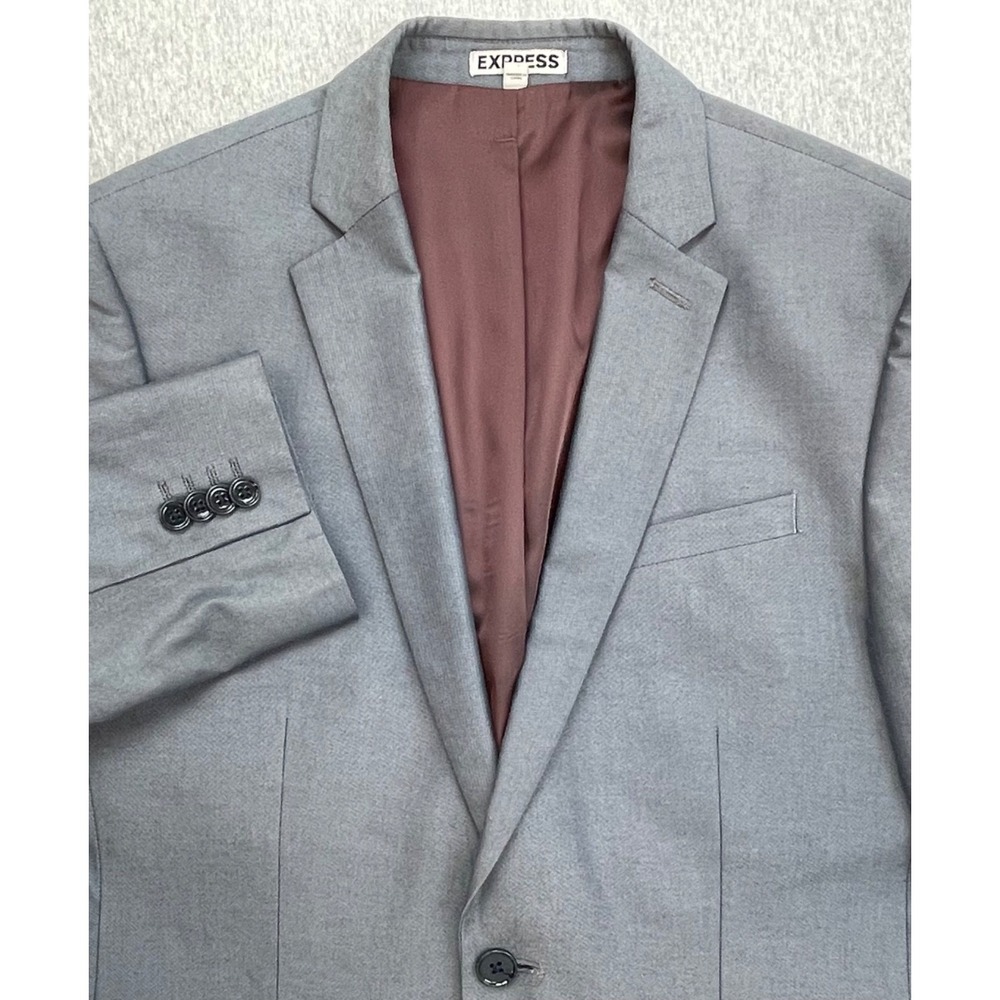 Express Blazer Men 38S Gray 100% Cotton 2-Button Single Breast Slim Photographer